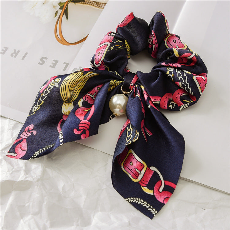 Pearl Pendant Large Intestine Ring Hair Band Women's Hair Knot Knotted Big Bow Hair Rope Pearl Pendant Large Intestine Ring Hair Band Women's Hair Knot Knotted Big Bow Hair Rope